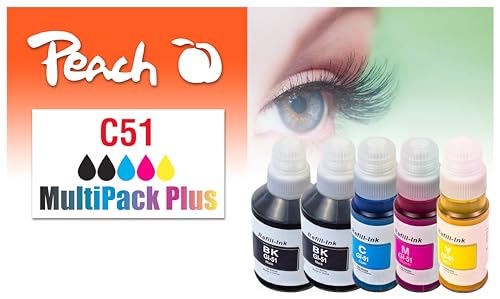 Peach C51 Spar Pack Plus Druckerpatronen (2xBK, C, M, Y) ersetzt Canon GI-51 für z.B. Canon Pixma G 2520, Canon Pixma G 1520, Canon Pixma G 1560, Canon Pixma G 2560, Canon Pixma G 3520 von Peach