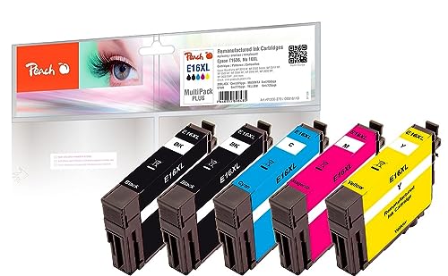 Peach E16 Spar Pack Druckerpatronen XL (2xBK, C, M, Y) ersetzt Epson No. 16XL, C13T16364010 für z.B. Epson WorkForce WF -2010 W, Epson WorkForce WF -2500, Epson WorkForce WF -2510 WF von Peach