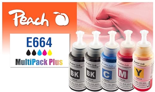 Peach E664/774 Spar Pack Plus Druckerpatronen (2xBK, C, M, Y) ersetzt Epson No. 664, C13T664640 für z.B. Epson L 355, Epson EcoTank ET -14000, Epson EcoTank ET -2500, Epson EcoTank ET -2550 von Peach