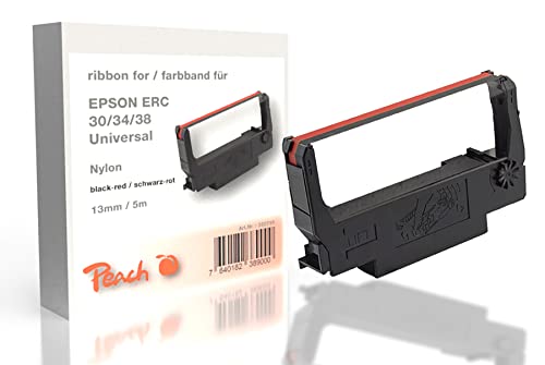 Peach ERC 30/34/38, bk/red, Nylon, 13mm/5m, Ribbon kompatibel zu Epson, Schwarz-Rot von Peach