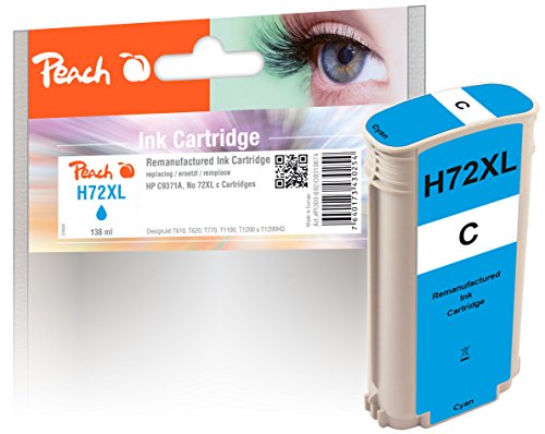 Peach H72 Druckerpatrone XL cyan ersetzt HP No. 72XL C, C9371A für z.B. HP DesignJet T 790, HP DesignJet T 1100 24 Inch, HP DesignJet T 1100 44 Inch, HP DesignJet T 1100 MFP, HP DesignJet T 1100 von Peach