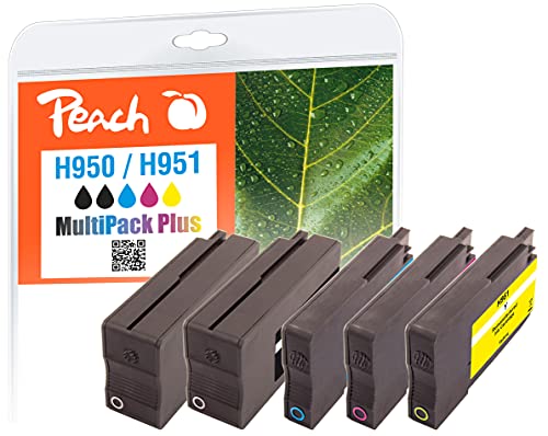 Peach H950/951 Spar Pack Plus Druckerpatronen (2xBK, C, M, Y) ersetzt HP No. 950*2, No. 951, CN049A*2, CN050A, CN051A, CN052A für z.B. HP OfficeJet Pro 8600 Plus e-All-in-One, HP OfficeJet Pro 276 dw von Peach