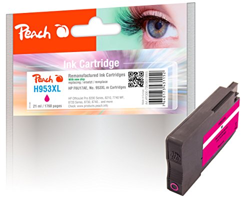 Peach H953/957 Druckerpatrone XL magenta ersetzt HP No. 953XL m, F6U17AE - kompatibel zur neuesten Drucker Firmware - für z.B. HP OfficeJet Pro 7740 WF, HP OfficeJet Pro 8715, HP OfficeJet Pro 8710 Peach H953/957 Druckerpatrone XL magenta ersetzt HP No. 953XL m, F6U17AE - kompatibel zur neuesten Drucker Firmware - für z.B. HP OfficeJet Pro 7740 WF, HP OfficeJet Pro 8715, HP OfficeJet Pro 8710 von Peach