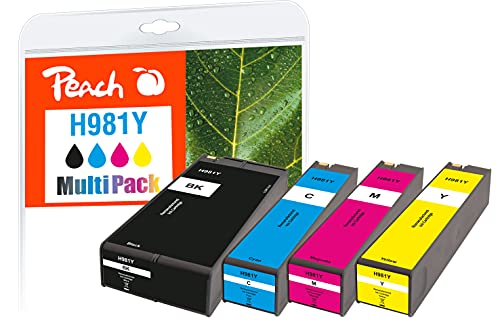 Peach H981 Spar Pack Druckerpatronen XL (BK, C, M, Y) ersetzt HP No. 981Y, L0R16A, L0R13A, L0R14A, L0R15A für z.B. HP PageWide Enterprise Color 550, HP PageWide Enterprise Color 556 dn von Peach