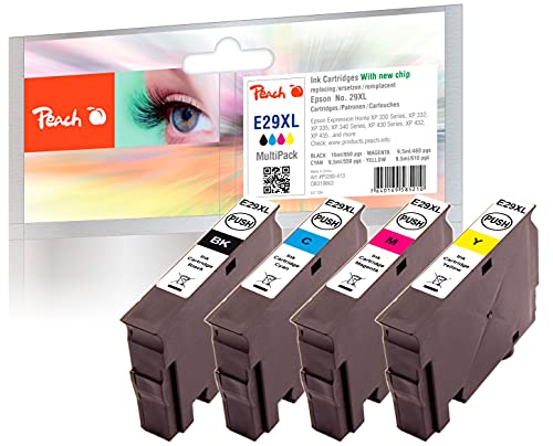 Peach E29 Spar Pack Druckerpatronen XL (BK, C, M, Y) ersetzt Epson T2996, No. 29XL, C13T29964010 für z.B. Epson Expression Home XP -235, Epson Expression Home XP -330 von Peach