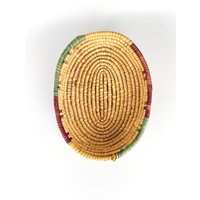 Vintage Korb Oval Gewebt Bunt Korb, Picknickkorb, Boho Dekor Tasche, Aufbewahrung, Afrikanisch, Indisch, Platte, Flache Schale von PeachBasketCo