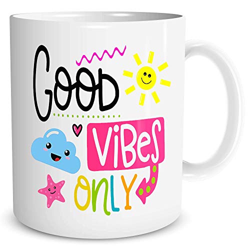 Good Vibes nur Becher anregend Becher Good Vibes Becher mit Zitate Inspirierende ANGEBOT Becher positiv Spruch Becher positiv Vibes wsdmug1287 von Peachy Antics
