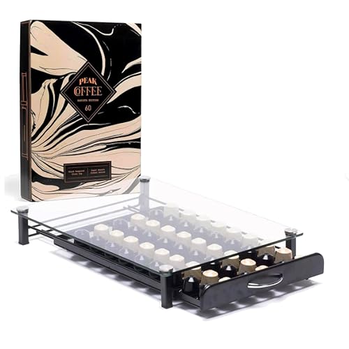 Peak Coffee Kompatibel mit 60 Nespresso Kaffeekapseln Tablett Schubladenbox Aufbewahrung Kapselständer von Peak Coffee