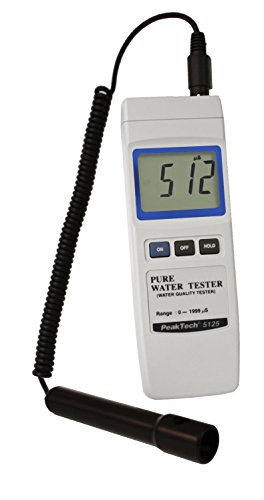 Peak Tech P 5125 – Digitales Profi Leitfähigkeits Messgerät 0 bis 2000 µS für Wasser Anlagen, Leitwert Meter mit 21,5 mm LCD Anzeige, Wasser Leitfähigkeit, Tester, Aquarium, Pool, Garten - 270g von PeakTech