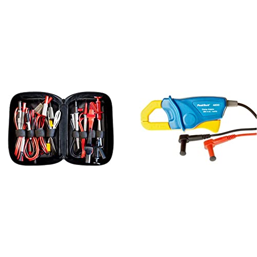 Peak Tech P 8200 – Messzubehör Set für Digital Multimeter, Elektronik Sortiment mit Prüfkabel, Laborleitungen, Messleitungen, Krokodilklemmen - 14-teilig & Stromzangenadapter 200 A AC, 1 Stück von PeakTech