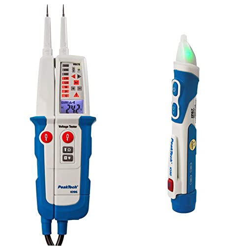 PeakTech 1096 – 2-poliger AC/DC Spannungsprüfer & 1032 – Kontaktloser AC Spannungsprüfer mit LED Signal Lampe & Vibration, 12-1000 V AC Betriebsbereich, Berührungsloser Spannungstester - 160 x 28 mm PeakTech 1096 – 2-poliger AC/DC Spannungsprüfer & 1032 – Kontaktloser AC Spannungsprüfer mit LED Signal Lampe & Vibration, 12-1000 V AC Betriebsbereich, Berührungsloser Spannungstester - 160 x 28 mm von PeakTech