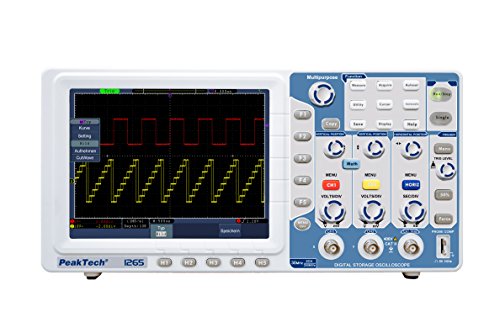 PeakTech 1265 – 2-Kanal Speicher-Oszilloskop (30MHz) mit USB-, VGA-, LAN-Schnittstelle & 8“ Hochauflösendes TFT Farbdisplay, 20 Automatische Messmodi, Speicher Digital-Oszilloskop (10.000/Ch.) von PeakTech