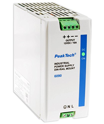 PeakTech 12V/ 10A Netzteil Hutschiene/Schaltschrank; einstellbar auf 10.5V bis 14V; Schaltnetzteil 120W/ Netzteil Quiet für DIN Rail; Netzteil Türöffner für Hutschienenmontage, Hutschienen Netzteil von PeakTech