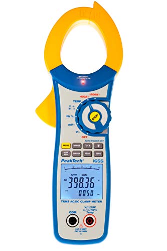 PeakTech 1655 – True RMS Stromzange 1500A AC/DC, 40000 Counts, Digital Multimeter, Zangenmessgerät, TÜV/GS, Strommesszange, Berührungsloser Spannungsmesser, Strommessgerät, Durchgangsprüfer -Max 600V von PeakTech