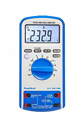 PeakTech P 3415 3415 – TRUE RMS Digital Multimeter 6000 Counts mit USB, Durchgangsprüfer, Temperatur und Autorange - Cat III 1000V/ CAT IV 600V von PeakTech