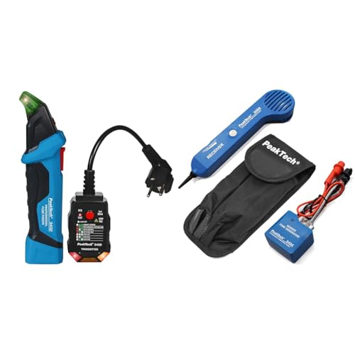 PeakTech 3432 Sicherungsfinder/Stromkreisfinder mit Steckdosentester für 230V Schuko & 3434 – Leitungssucher für Leitungen und Telefonkabel mit Durchgangsprüfer und Tonsignal von PeakTech