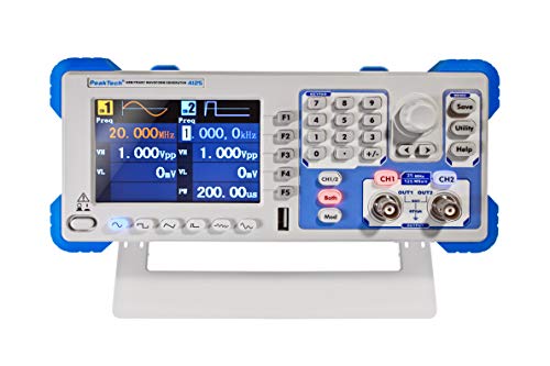 PeakTech 4125 - 1µHz - 25MHz Arbitrary Waveform Generator, 2-Kanal Arbiträrgenerator, 200 MHz Frequenzzähler, Arbiträrer Funktionsgenerator, AM, FM, PM, FSK, 3,9" TFT-Farbdisplay, Sweep/Burstfunktion von PeakTech