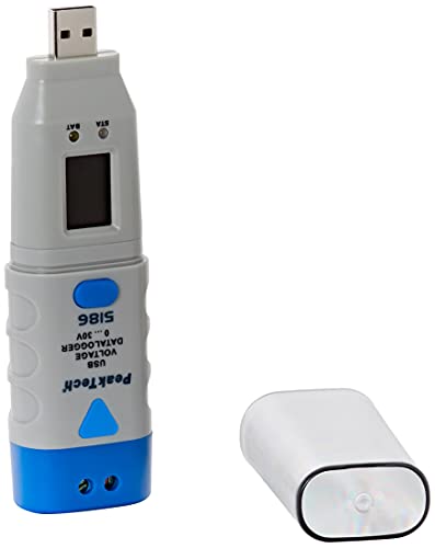 PeaktTech P5186 – USB Dattenlogger für Spannung 0-30V / DC – Datenlogger mit 32.000 Messwerten für elektronische Messung – Datenaufzeichner mit LCD-Display – Mit PC Software und externem Sensor von PeakTech