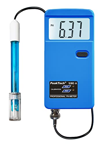 PeakTech 5310 A pH Messgerät/PH Meter mit austauschbarer BNC Elektroden Sonde, geeignet für Schwimmbad, Aquarium und Labor, P 5310 A, Blau von PeakTech