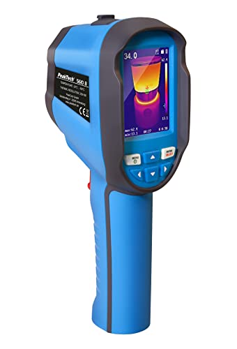 PeakTech 5610 B – IR Wärmebildkamera -20°C bis 400°C mit 220x160 Pixel, 2,8“ LCD Farbdisplay, Infrarot Thermometer inkl. Video & Fotoaufnahme, mit USB und Analyse Software für Thermographie, Blau von PeakTech