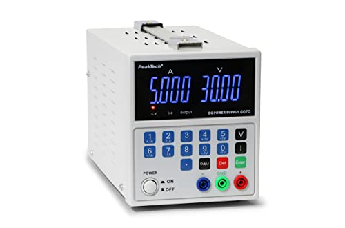 PeakTech P6075 – Liniear geregeltes Labornetzteil 0-30V / 0-5A DC – Professionelles Labornetzgerät mit LED-Display – Labor Netzteil mit 2 Ausgängen und USB-Anschluss von PeakTech