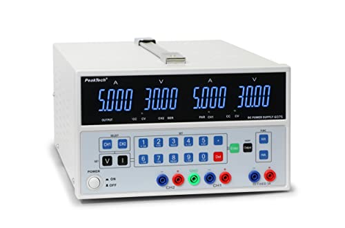 PeakTech P6075 – Liniear geregeltes Labornetzteil 0-30V / 0-6A DC – Professionelles Labornetzgerät mit LED-Display – Labor Netzteil mit 2 Ausgängen und USB-Anschluss von PeakTech