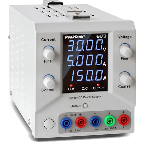 PeakTech 6173 - Labornetzteil 0-30 V / 0 – 5 A DC SELV linear Netzteil mit Trenntransformator, Labornetzgerät mit USB & Software PeakTech 6173 - Labornetzteil 0-30 V / 0 – 5 A DC SELV linear Netzteil mit Trenntransformator, Labornetzgerät mit USB & Software von PeakTech