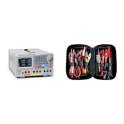 PeakTech 6181 – 2-Kanal Labornetzteil 0-30V 0-6A & Peak Tech P 8200 – Messzubehör Set für Digital Multimeter, Elektronik Sortiment mit Prüfkabel, Laborleitungen, Messleitungen, Krokodilklemmen von PeakTech