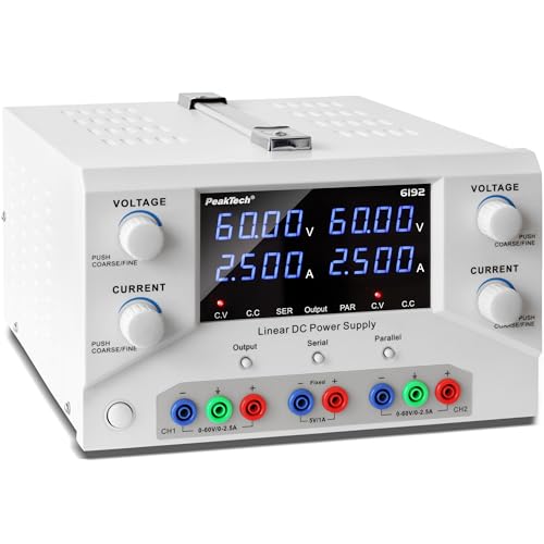 PeakTech 6192 – Labornetzteil 2 x 0-60 V / 0 – 2,5 A DC SELV linear Netzteil mit Trenntransformator, Labornetzgerät mit USB & Software PeakTech 6192 – Labornetzteil 2 x 0-60 V / 0 – 2,5 A DC SELV linear Netzteil mit Trenntransformator, Labornetzgerät mit USB & Software von PeakTech