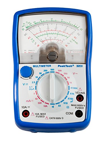 PeakTech Analog Multimeter ; Cat III 600V ; Amperemeter 10A DC ; Voltmeter 500V AC/DC ; Ohm-Meter ; Durchgangsprüfer, 1 Stück, P 3201, Blau von PeakTech