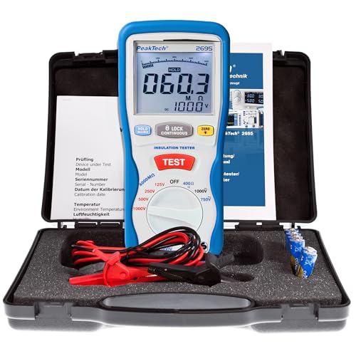 PeakTech 2695, Digitales Isolationsmessgerät, 3 ½-stellig, Installationstester - 125/250/500/1000 V, 4000 MΩ von PeakTech