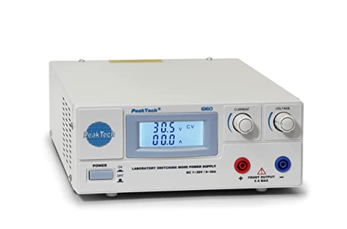 PeakTech P6160 – Labornetzteil 0-30V / 0-30A DC – Professionelles Labornetzgerät mit beleuchtetem LCD-Display – Regelbares Labor Netzteil mit DC-Ausgang und POL Pinzette bis zu 20A – EN 61010-1 von PeakTech