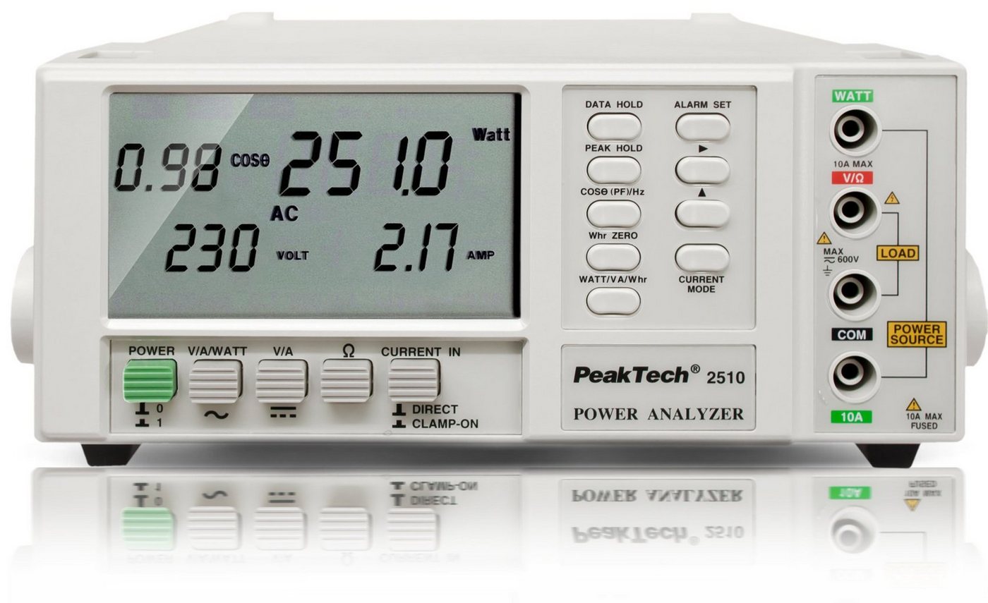 PeakTech Energiekostenmessgerät PeakTech P 2510: 1-Phasen Leistungsanalysator mit RS-232, 1-tlg. von PeakTech