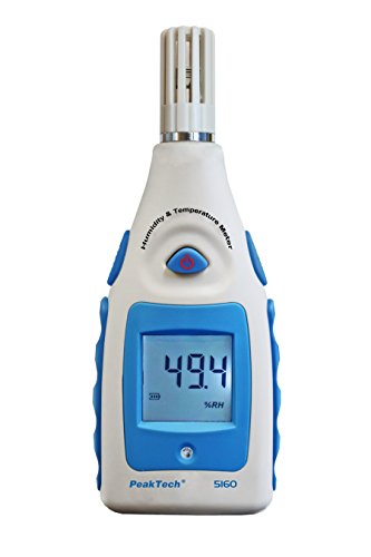 PeakTech Luftfeuchtigkeitsmessgerät mit Anzeige der Lufttemperatur/Raumklima Messgerät/Thermo-Hygrometer/Raumtemperatur/Luftfeuchtigekeit/Baufeuchte und Thermometer, 1 Stück, P 5160 von PeakTech