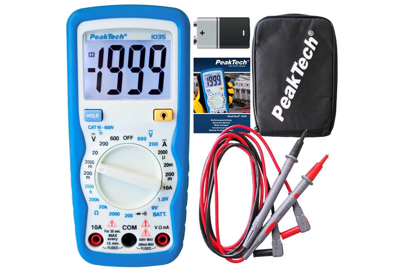 PeakTech Multimeter P 1035 Digitalmultimeter ~ 2.000 Counts ~ 600V AC/DC ~ 10A DC von PeakTech