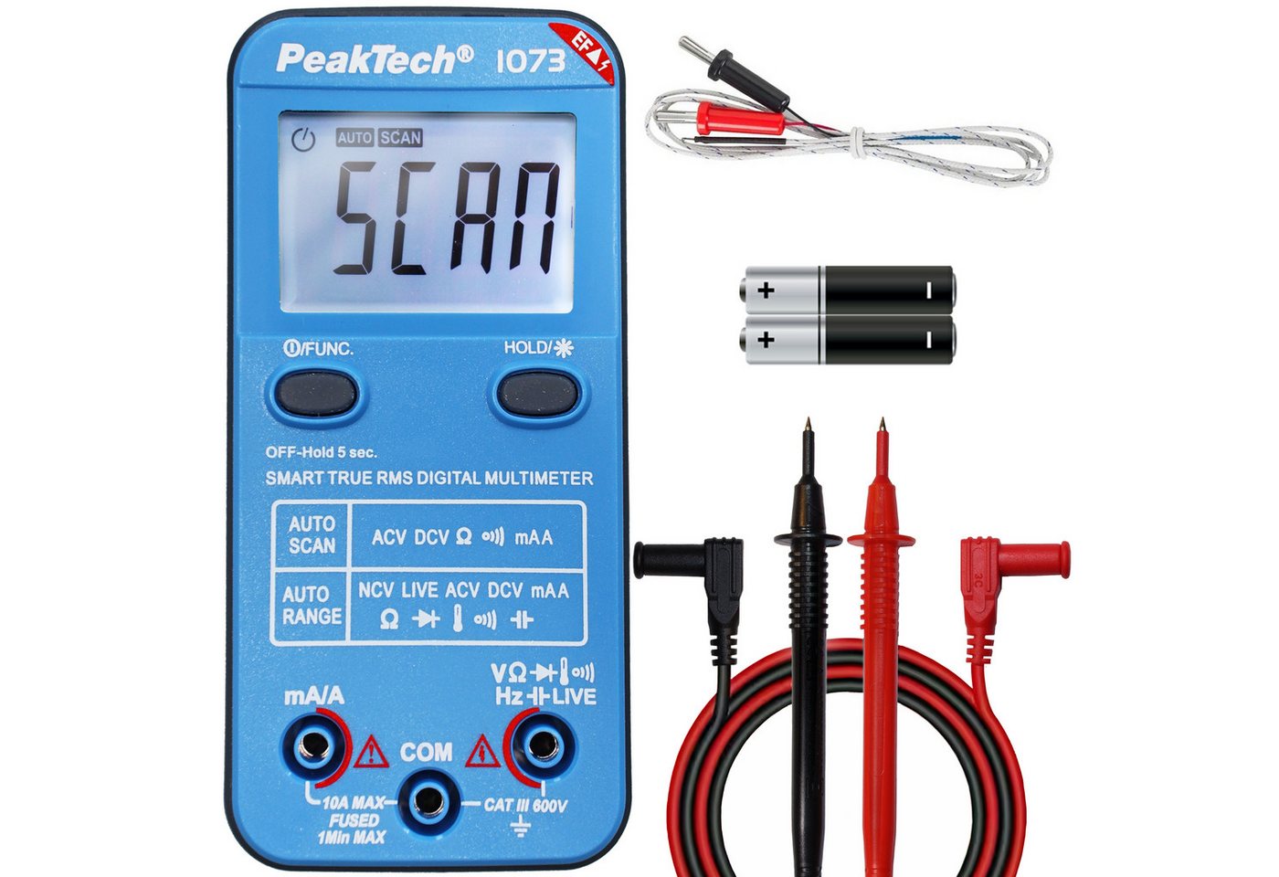 PeakTech Multimeter P 1073 – True RMS Digital Multimeter SMART mit Auto-Range Funktion, (1 St), Smartes TrueRMS Multimeter mit automatischer Funktionswahl von PeakTech