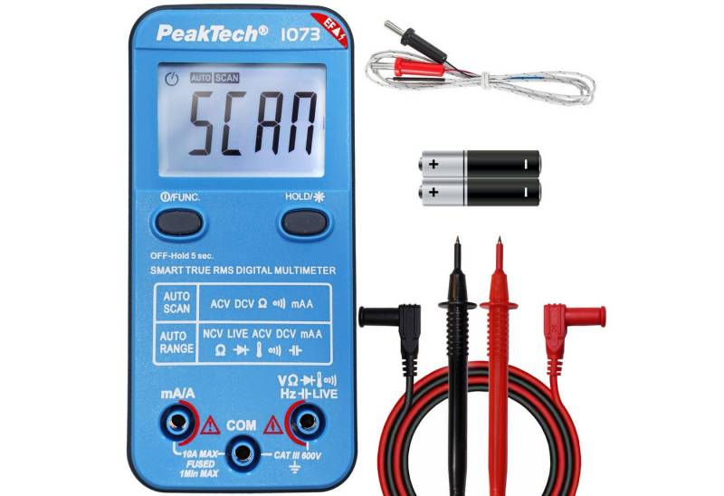 PeakTech Multimeter P 1073 – True RMS Digital Multimeter SMART mit Auto-Range Funktion, (1 St), Smartes TrueRMS Multimeter mit automatischer Funktionswahl von PeakTech