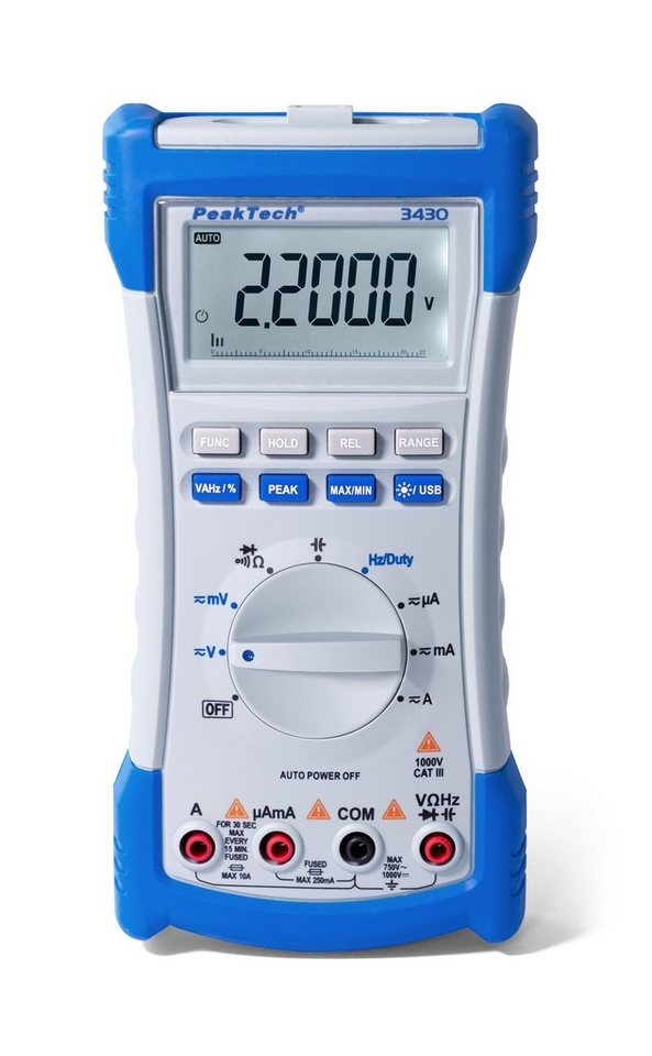 PeakTech Multimeter PeakTech 3430: TRMS Digitalmultimeter ~20.000 Counts ~TÜV/GS geprüft von PeakTech