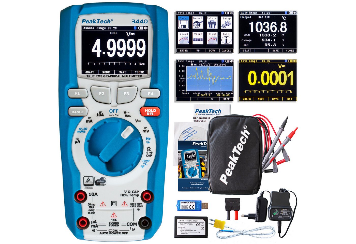 PeakTech Multimeter PeakTech 3440: TRMS graf. Digitalmultimeter ~ 50.000 Cts ~1000V AC/DC von PeakTech