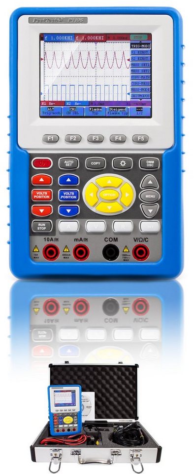 PeakTech Multimeter PeakTech 1195: 100 MHz / 2 CH Hand-Oszilloskop mit Digitalmultimeter von PeakTech
