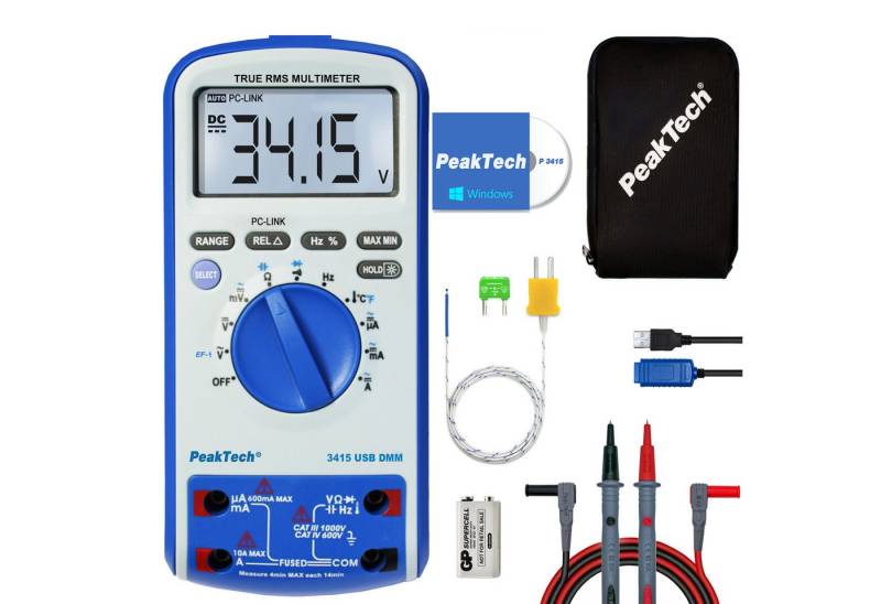 PeakTech Multimeter PeakTech 3415: TRMS Digitalmultimeter ~6.000 Counts ~1000V / 10A AC/DC von PeakTech