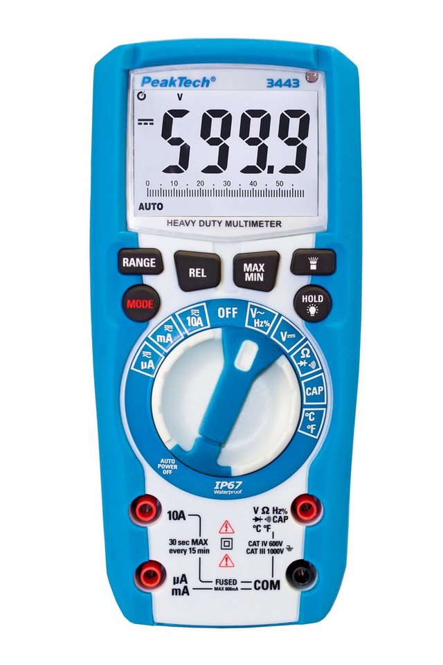 PeakTech Multimeter PeakTech 3443: Profi Digitalmultimeter ~6.000 Counts ~1000V, 10A AC/DC von PeakTech