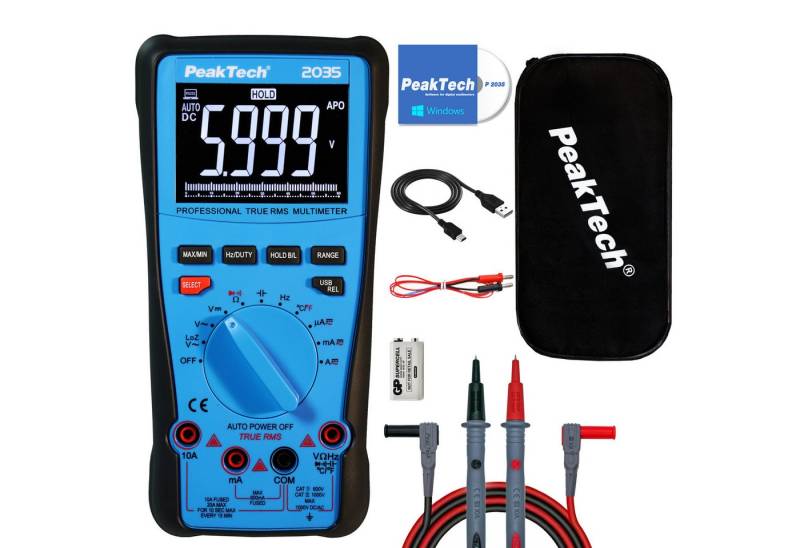 PeakTech Multimeter PeakTech P 2035: True RMS 1000 V Digitalmultimeter 6.000 Counts, USB, (1 St) von PeakTech