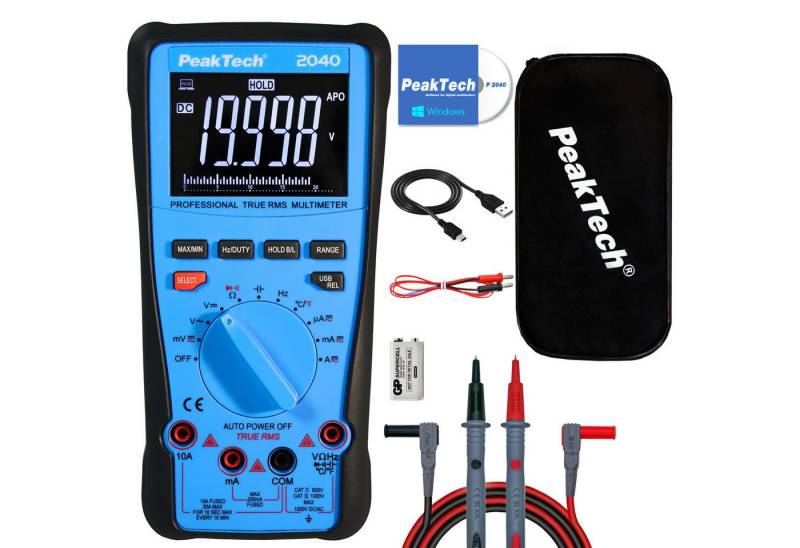 PeakTech Multimeter PeakTech P 2040: True RMS 1000 V Digitalmultimeter 20.000 Counts, USB, (1 St) von PeakTech