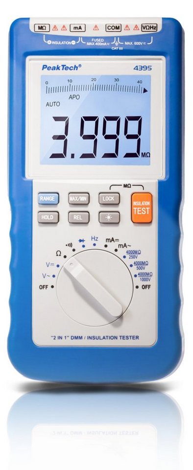 PeakTech Multimeter PeakTech P 4395: Isolationsmessgerät ~ 4.000 Counts ~ 250/500/1000 V, (1 St) von PeakTech