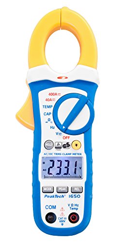 PeakTech 1650 – True RMS Stromzange 400A AC/DC, Digital Multimeter, Zangenmessgerät, TÜV/GS, Strommesszange, 4000 Counts, Berührungsloser Spannungsmesser, Strommessgerät, Durchgangsprüfer - Max. 600 V, P 1650 von PeakTech