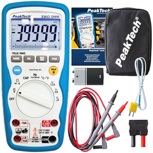 PeakTech P 3360 3360 – True RMS Digital Multimeter, Wasserdicht (IP67), 40000 Counts, Profi-Handmultimeter, TÜV/GS, Autorange, Messung, Spannungsmesser, Durchgangsprüfer, Messgerät, Strom - CAT III 1000 V von PeakTech