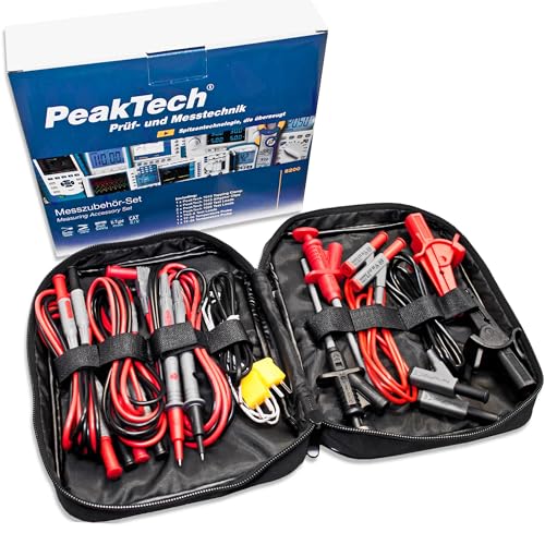 Peak Tech P 8200 – Messzubehör Set für Digital Multimeter - Messspitzen für Multimeter & Krokodilklemmen mit Kabel, Multimeter Messleitungen - Messkabel für Multimeter/Multimeter Kabel + Prüfspitzen von PeakTech
