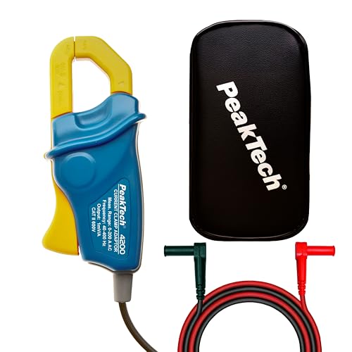 PeakTech P4200 – Stromzangenadapter für Multimeter mit mV AC Bereich – Messbereich von A/AC 0-200A – 1mV / A Umwandlungsfaktor – Maximaler Leiterdurchmesser 16mm – CAT II 600 V von PeakTech