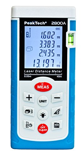 PeakTech Profi Laser- Entfernungsmesser 0.05 m bis 40 m - Distanzmessgerät mit hoher Präzision und Flächenberechnung, 1 Stück, P 2800A von PeakTech